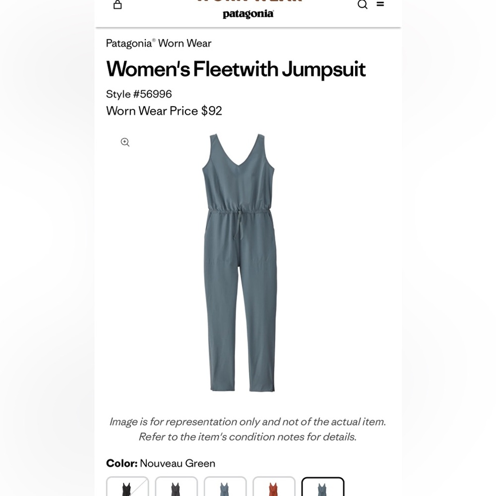 Patagonia Women's Fleetwith Jumpsuit, size S, nouveau green